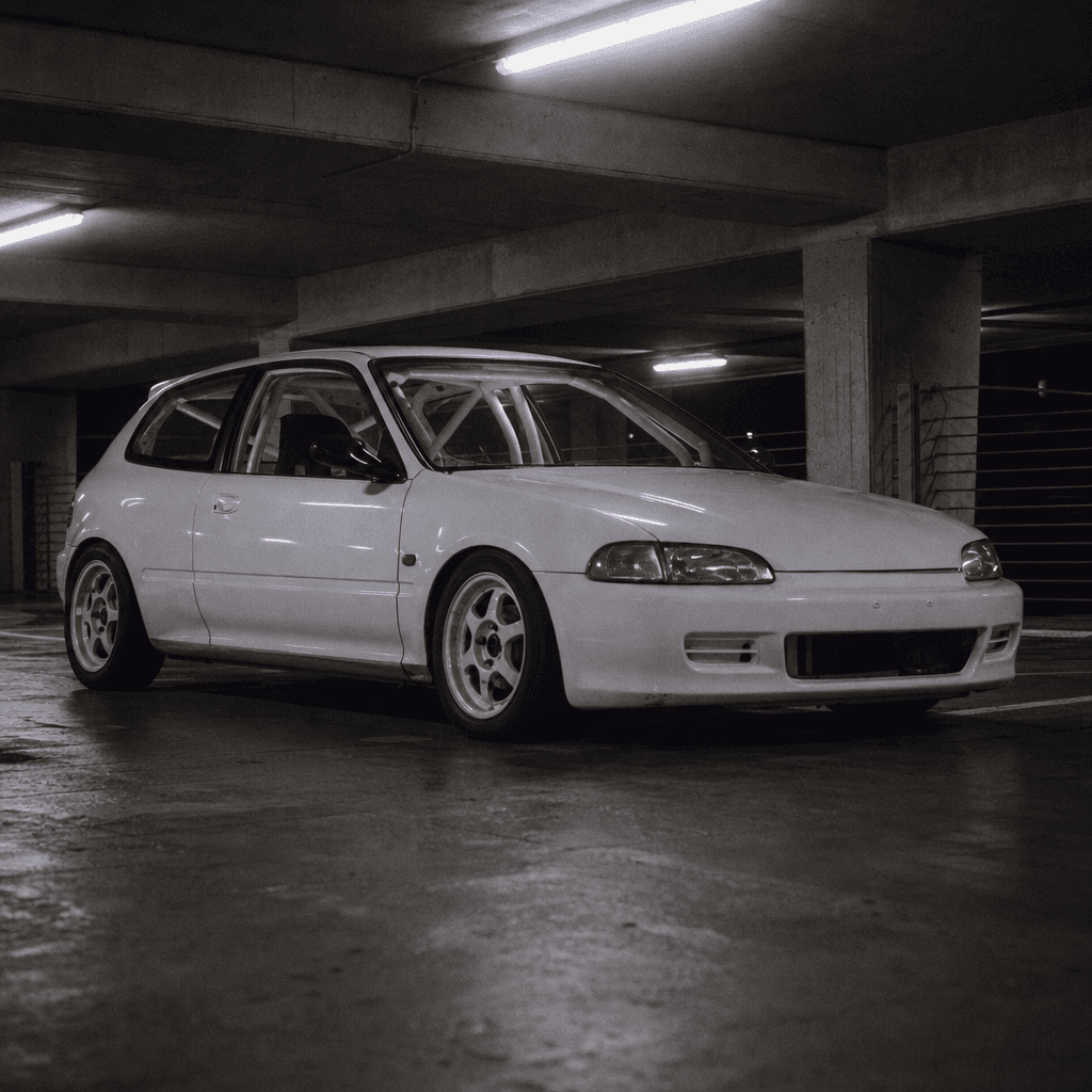 1992 Honda Civic EG6 in Kanjo style, shot at night